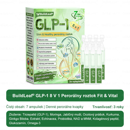 BuildLeaf® GLP-1 8-v-1 Fit & Vital Perorálny Roztok✅ (Len raz denne, viditeľné zmeny už za 7 dní) Pre obezitu, kardiovaskulárne ochorenia, cukrovku, spánkové apnoe, zdravie čriev, problémy s kĺbmi a ďalšie
