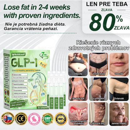 BuildLeaf® GLP-1 8-v-1 Fit & Vital Perorálny Roztok✅ (Len raz denne, viditeľné zmeny už za 7 dní) Pre obezitu, kardiovaskulárne ochorenia, cukrovku, spánkové apnoe, zdravie čriev, problémy s kĺbmi a ďalšie