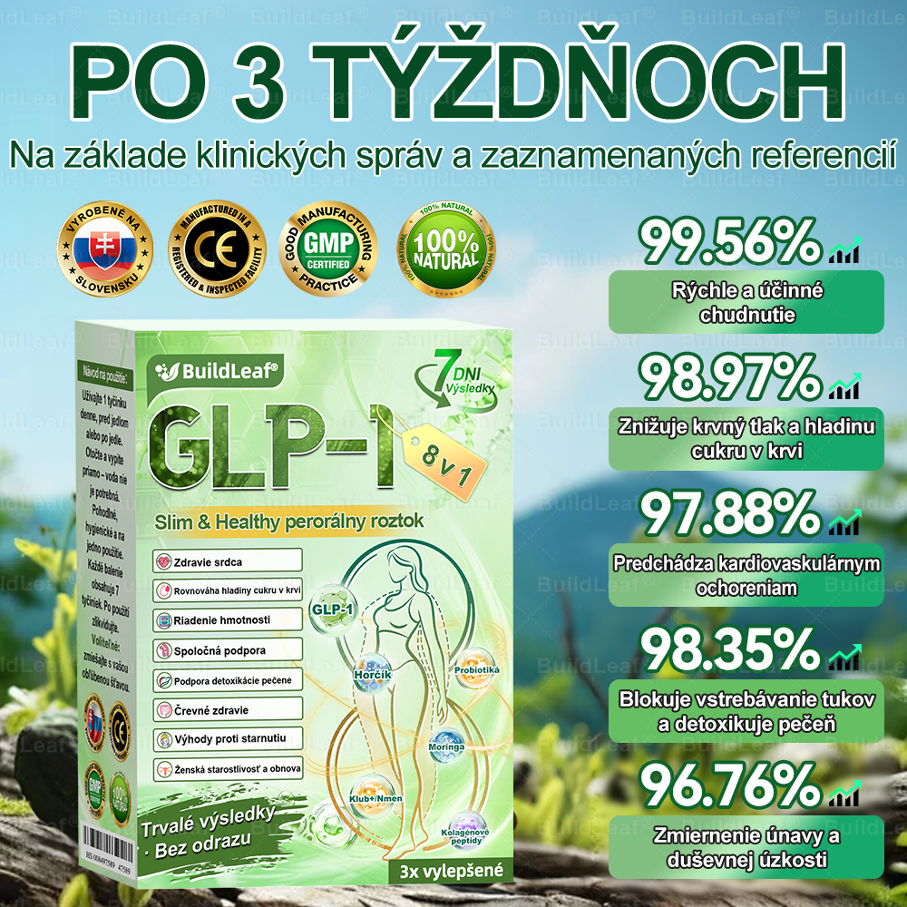 BuildLeaf® GLP-1 8-v-1 Fit & Vital Perorálny Roztok✅ (Len raz denne, viditeľné zmeny už za 7 dní) Pre obezitu, kardiovaskulárne ochorenia, cukrovku, spánkové apnoe, zdravie čriev, problémy s kĺbmi a ďalšie
