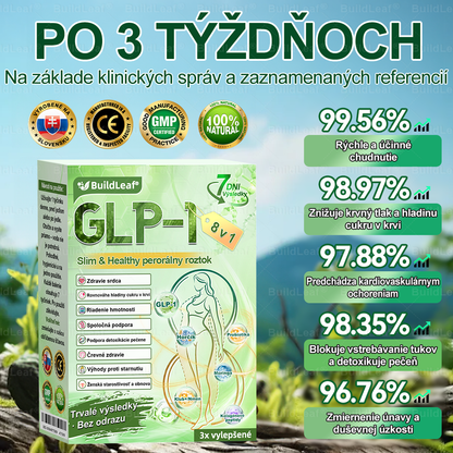 BuildLeaf® GLP-1 8-v-1 Fit & Vital Perorálny Roztok✅ (Len raz denne, viditeľné zmeny už za 7 dní) Pre obezitu, kardiovaskulárne ochorenia, cukrovku, spánkové apnoe, zdravie čriev, problémy s kĺbmi a ďalšie