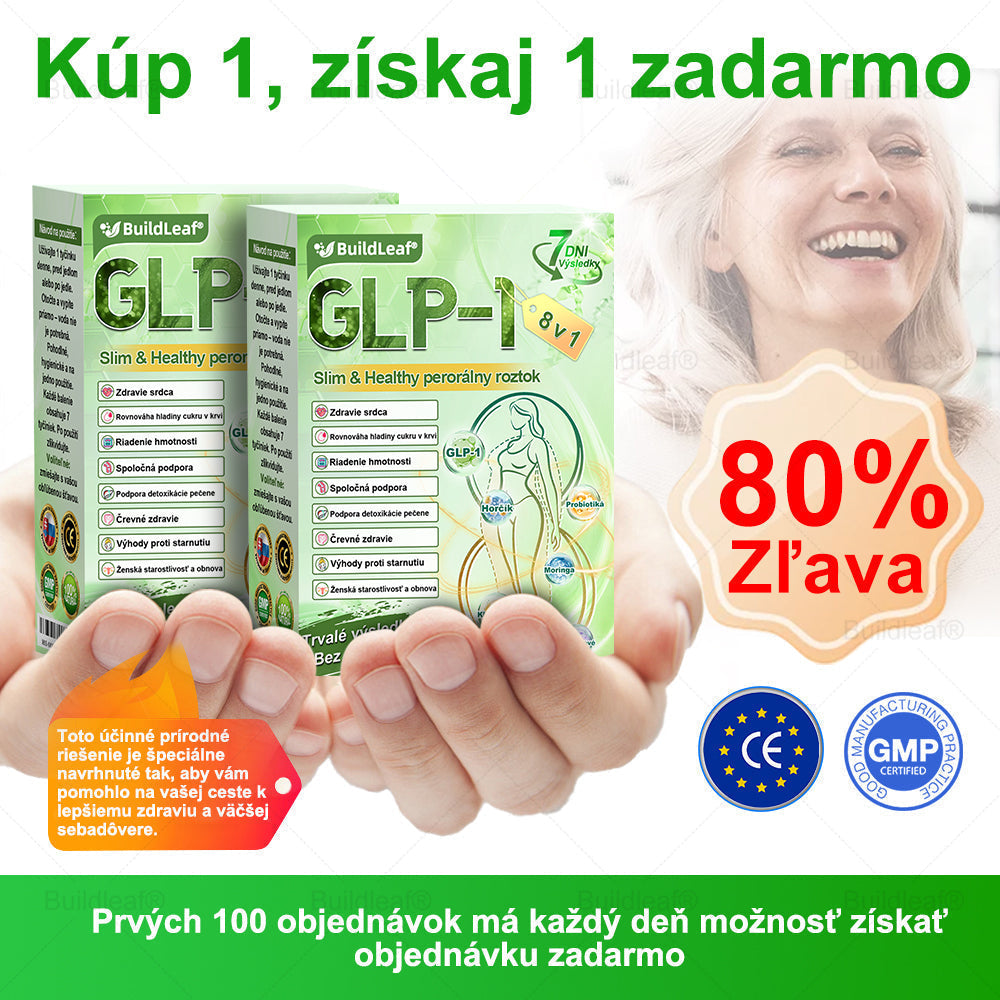 BuildLeaf® GLP-1 8-v-1 Fit & Vital Perorálny Roztok✅ (Len raz denne, viditeľné zmeny už za 7 dní) Pre obezitu, kardiovaskulárne ochorenia, cukrovku, spánkové apnoe, zdravie čriev, problémy s kĺbmi a ďalšie