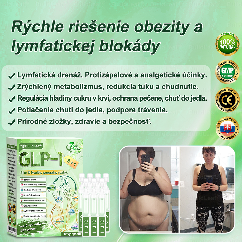 BuildLeaf® GLP-1 8-v-1 Fit & Vital Perorálny Roztok✅ (Len raz denne, viditeľné zmeny už za 7 dní) Pre obezitu, kardiovaskulárne ochorenia, cukrovku, spánkové apnoe, zdravie čriev, problémy s kĺbmi a ďalšie